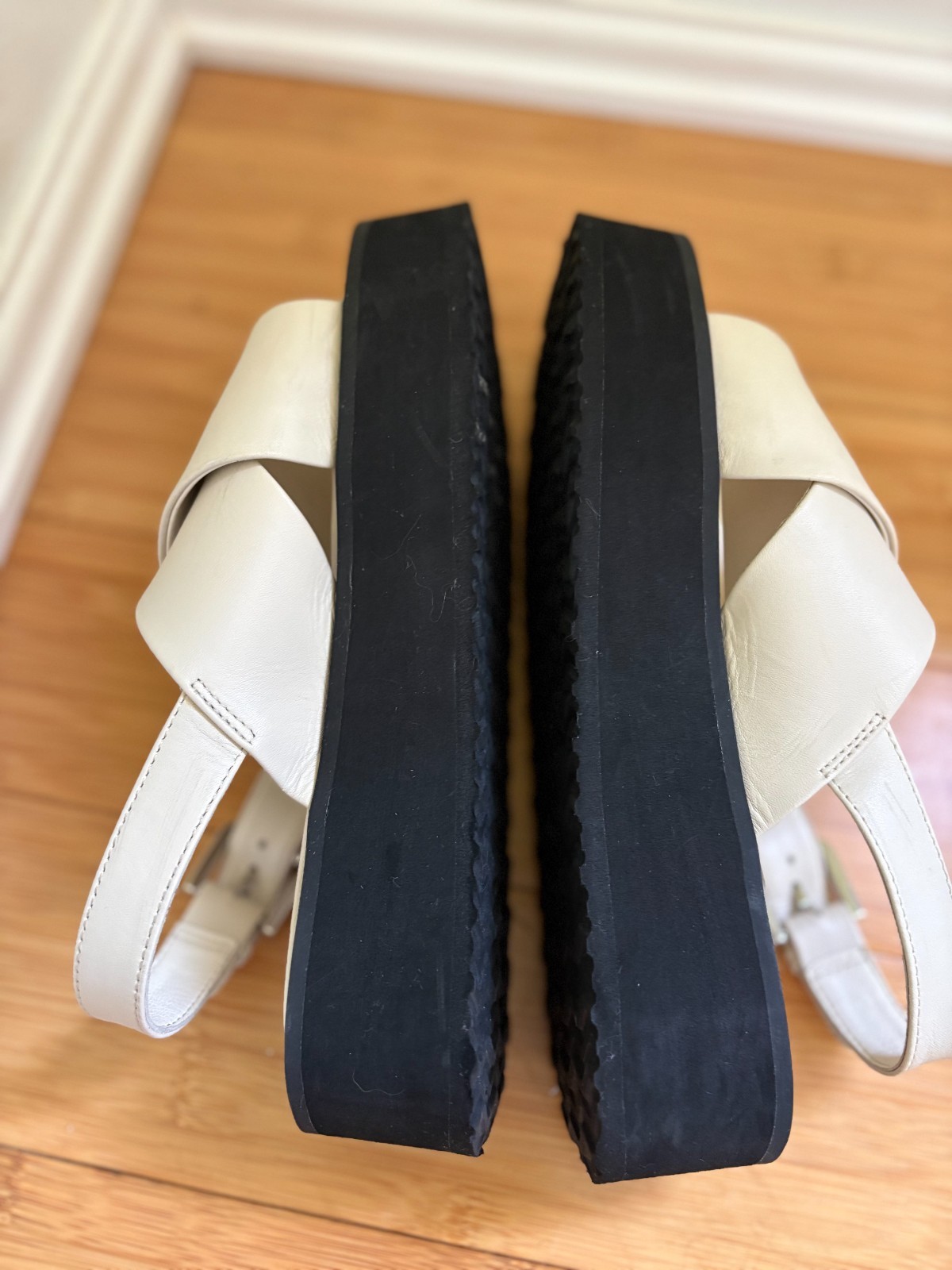 Maeve Anthropologie Cross-Strap Platform Sandals Beige EU 37 US 6.5 NWB