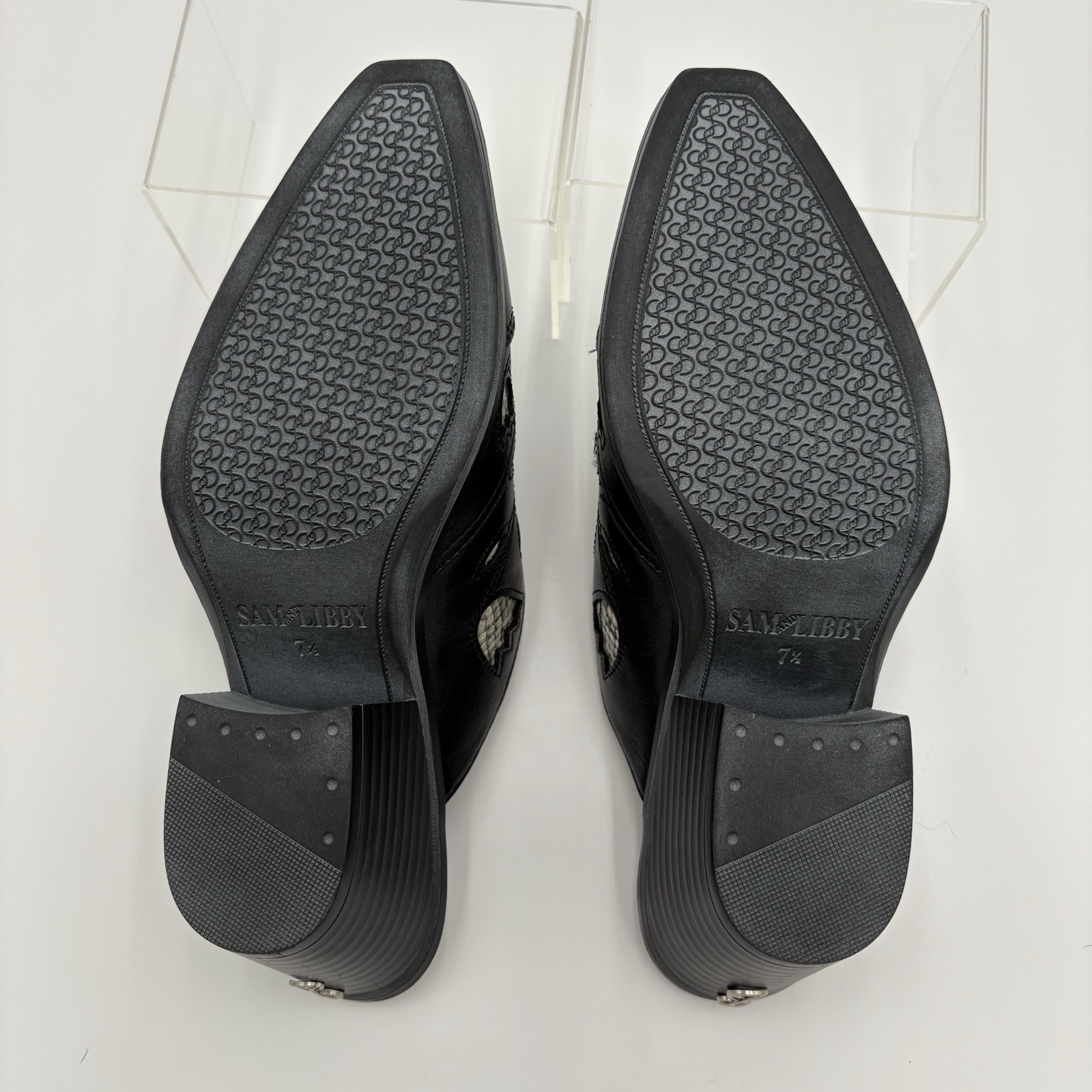 Sam & Libby Floren Black Western Mule Heels Women’s Size 7.5M Slip-On
