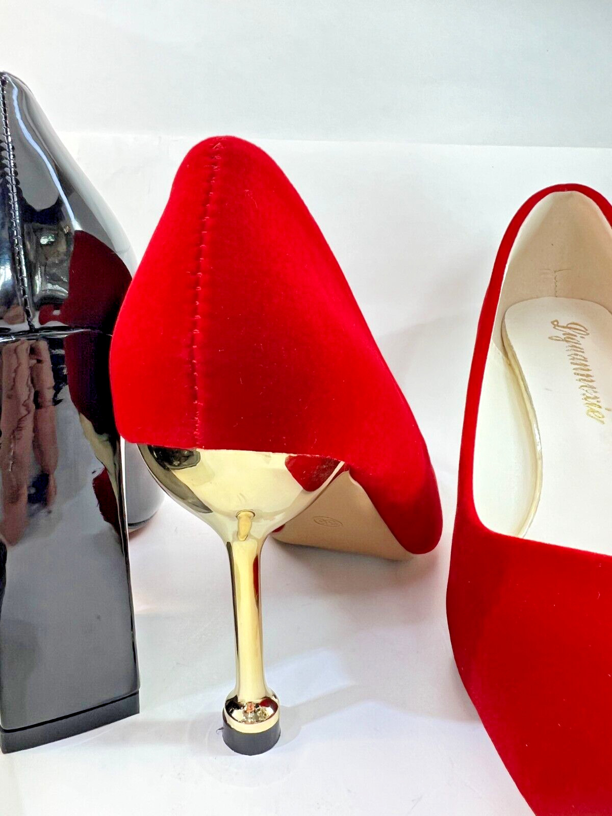 Lot of 2 PAIR New Womens Heels US Size 6 RED-Liguannoxie 3.25″ BLACK-Merrori 4″
