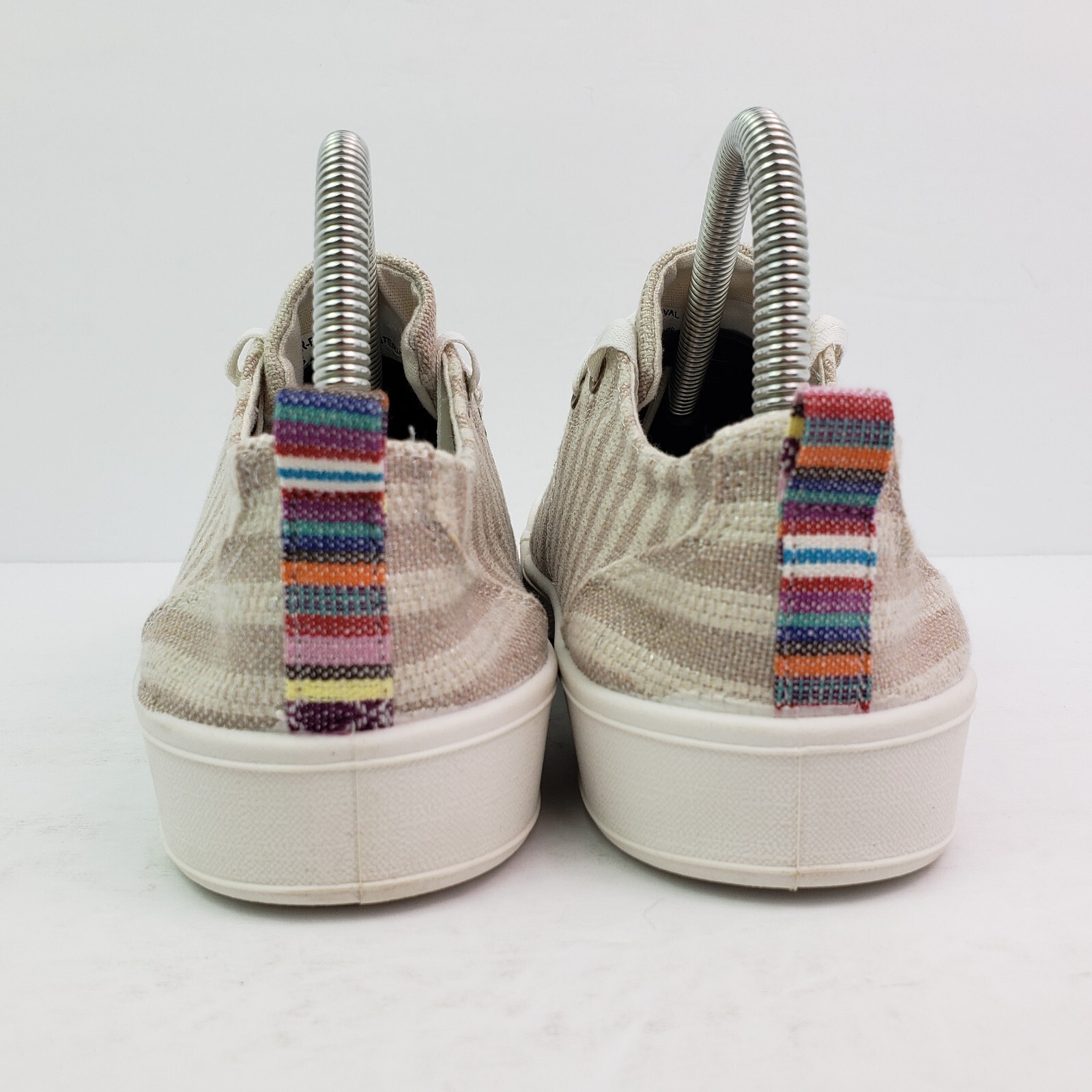 Sugar Festival Womens Size 8.5 Nat Met Stripe Lace Up Casual Sneaker Shoes