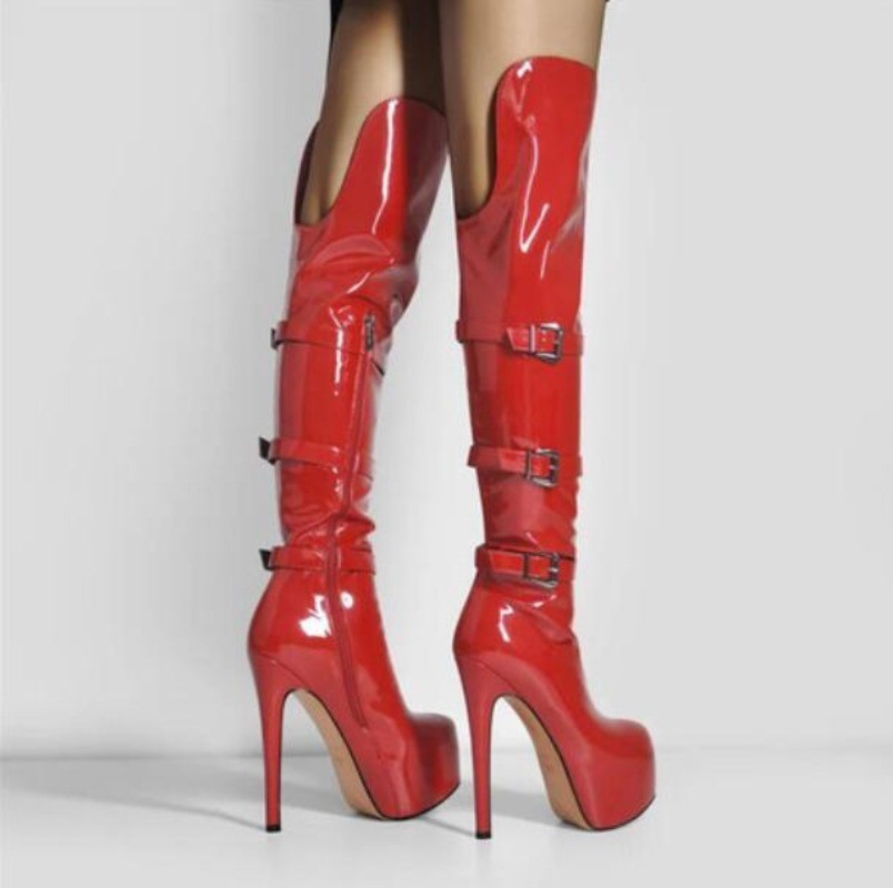 Women Platform Over Knee High Boots Stiletto Shoes Buckle Clubwear Dance Fashion