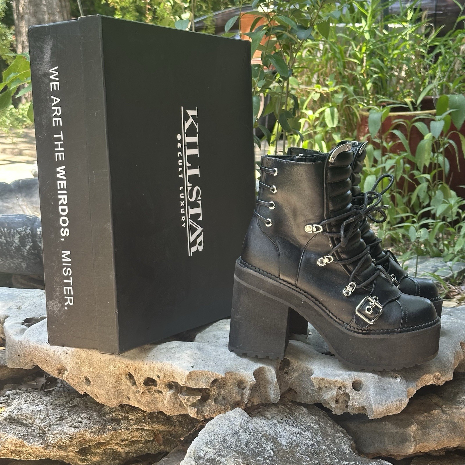 Killstar Stryker Boots Women’s 9 Black Chunky Platform Vegan LeatherGoth Boots
