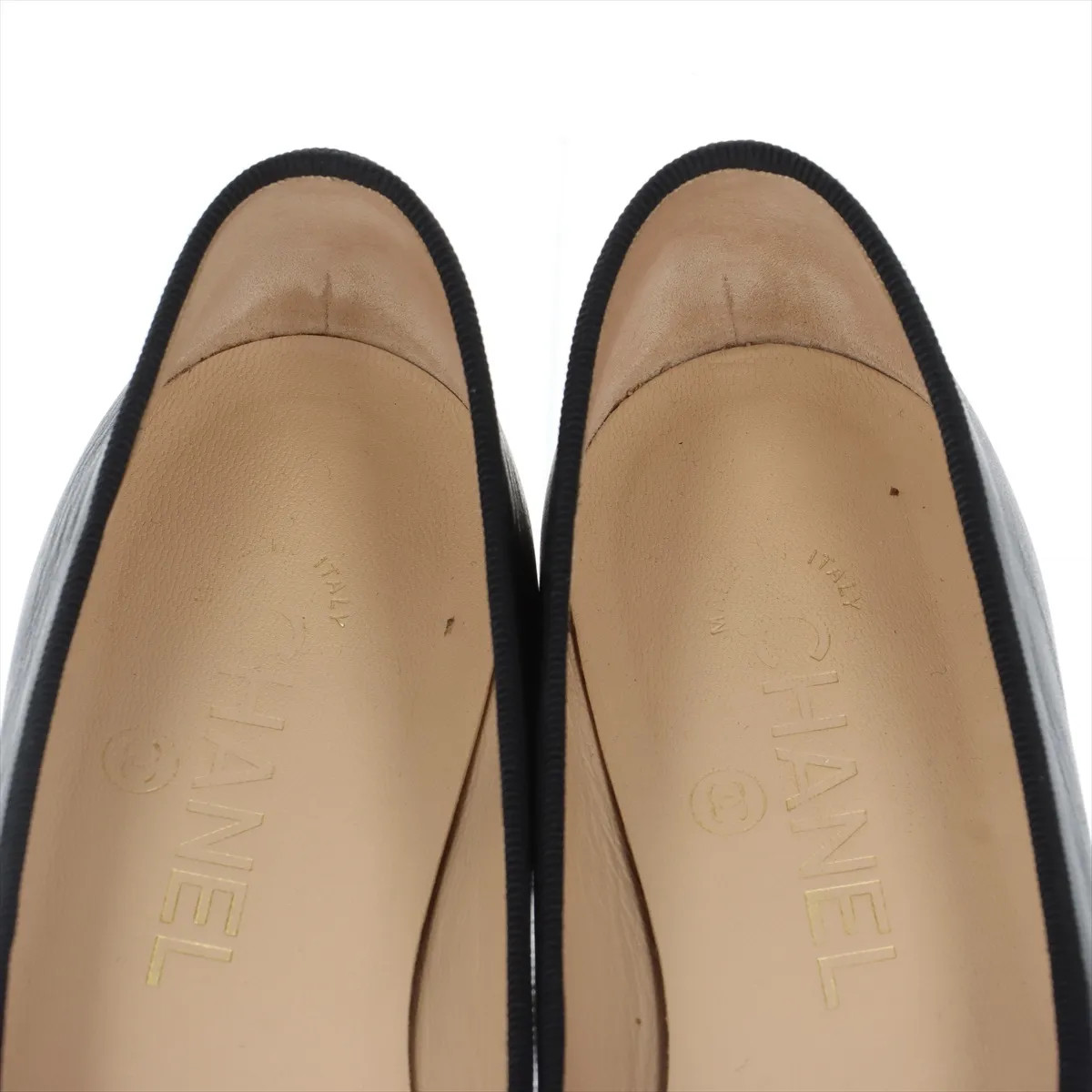 Chanel Coco Mark Leather & patent Flat Pumps 35 1/2 Ladies’ Black G02819 Lift re