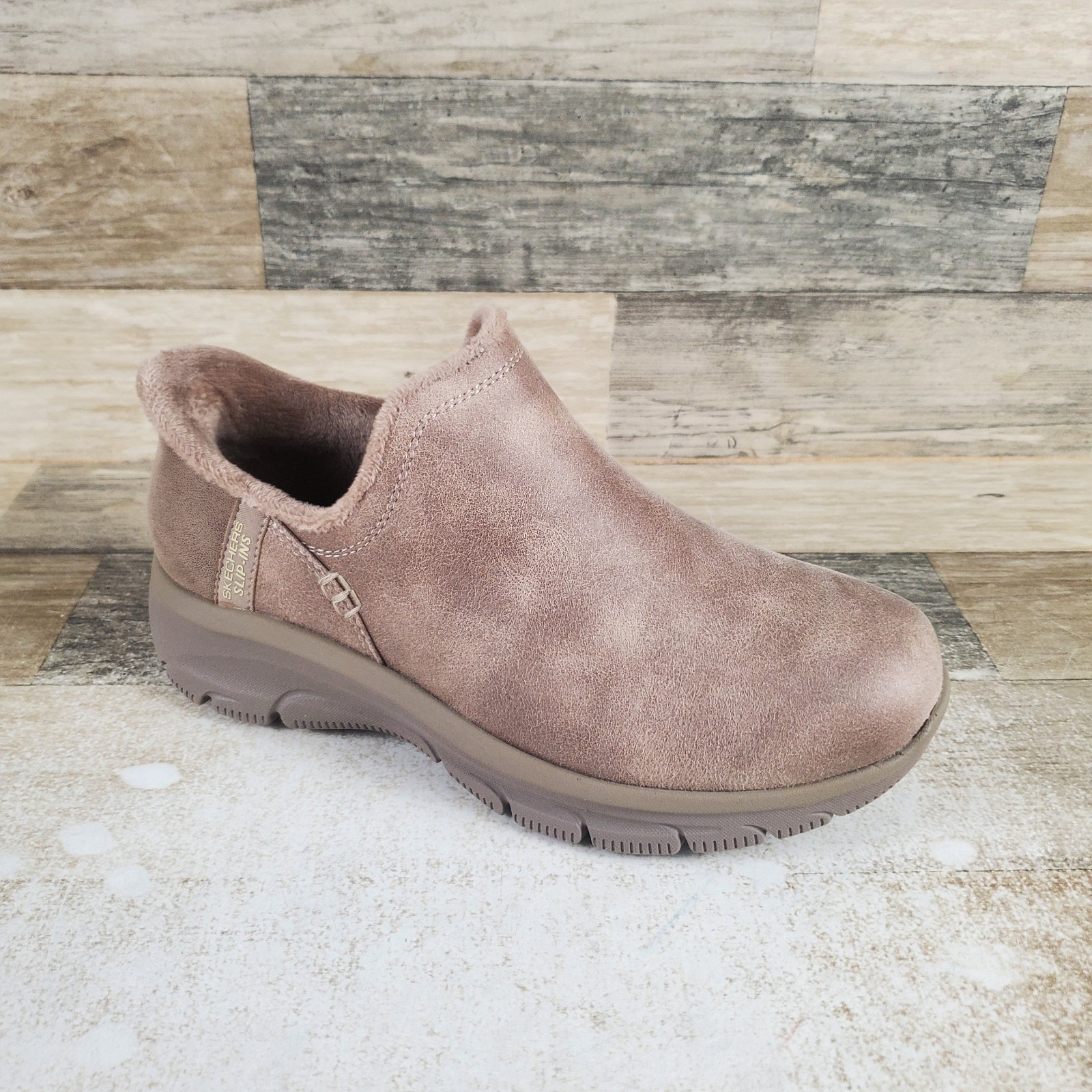 Skechers Slip-Ins Easy Going Modern Hour Boots Womens Sz 6.5 Taupe Walking Shoes