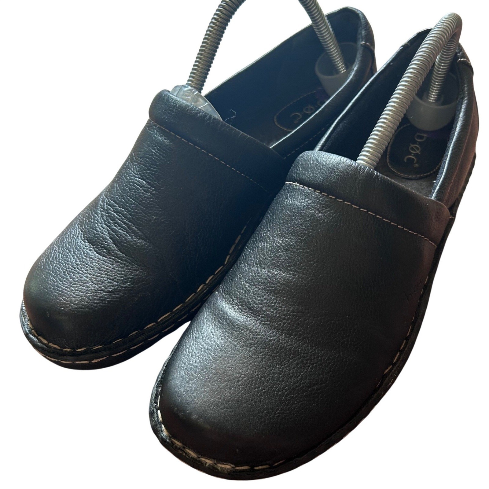 b.o.c. Loafers Women Black Leather Slip On Comfort Z06103 CIG18 Size 8.5M