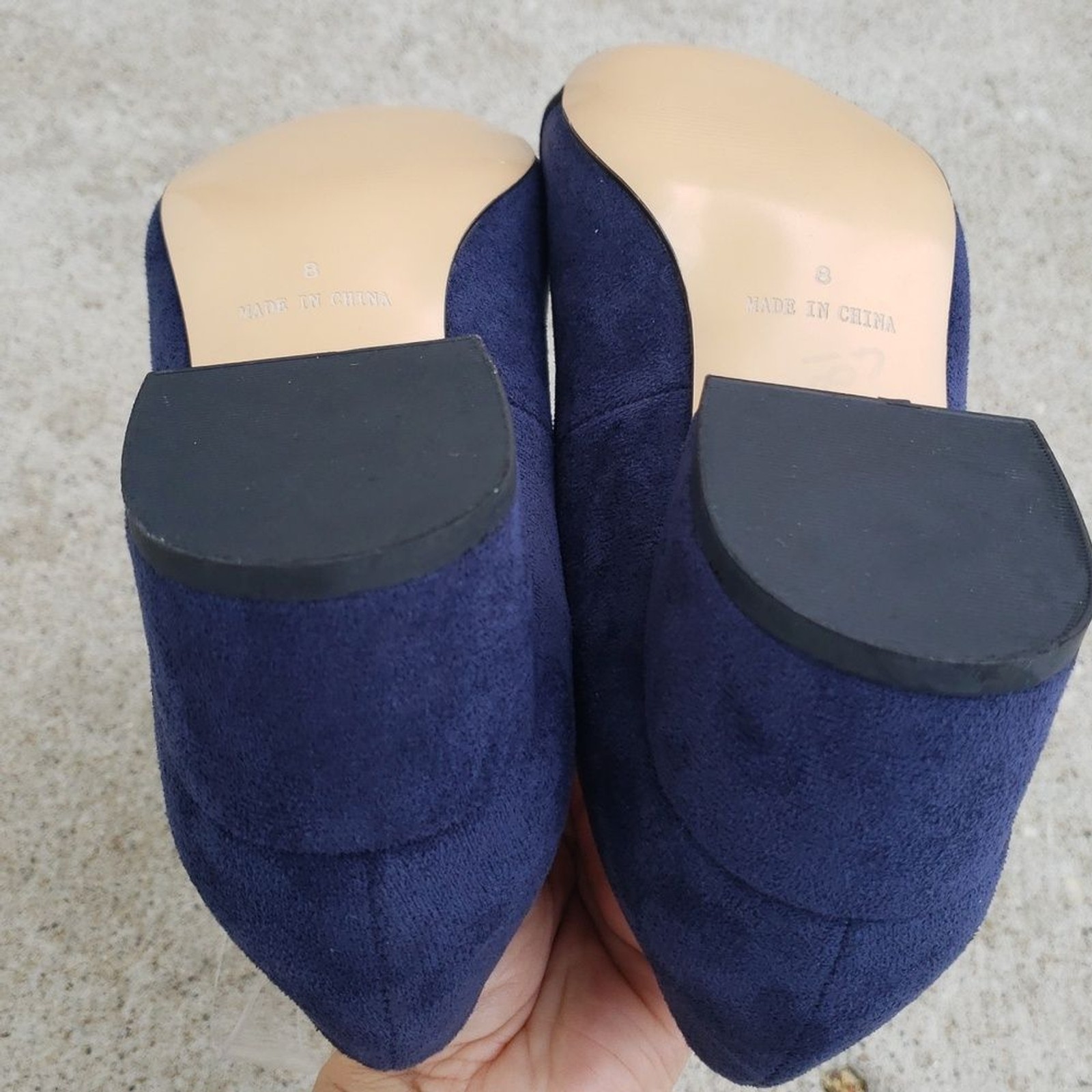 Roserwish Suede Mary Jane Square Toe Block Heels Sandals Size 8 Workwear Neutral