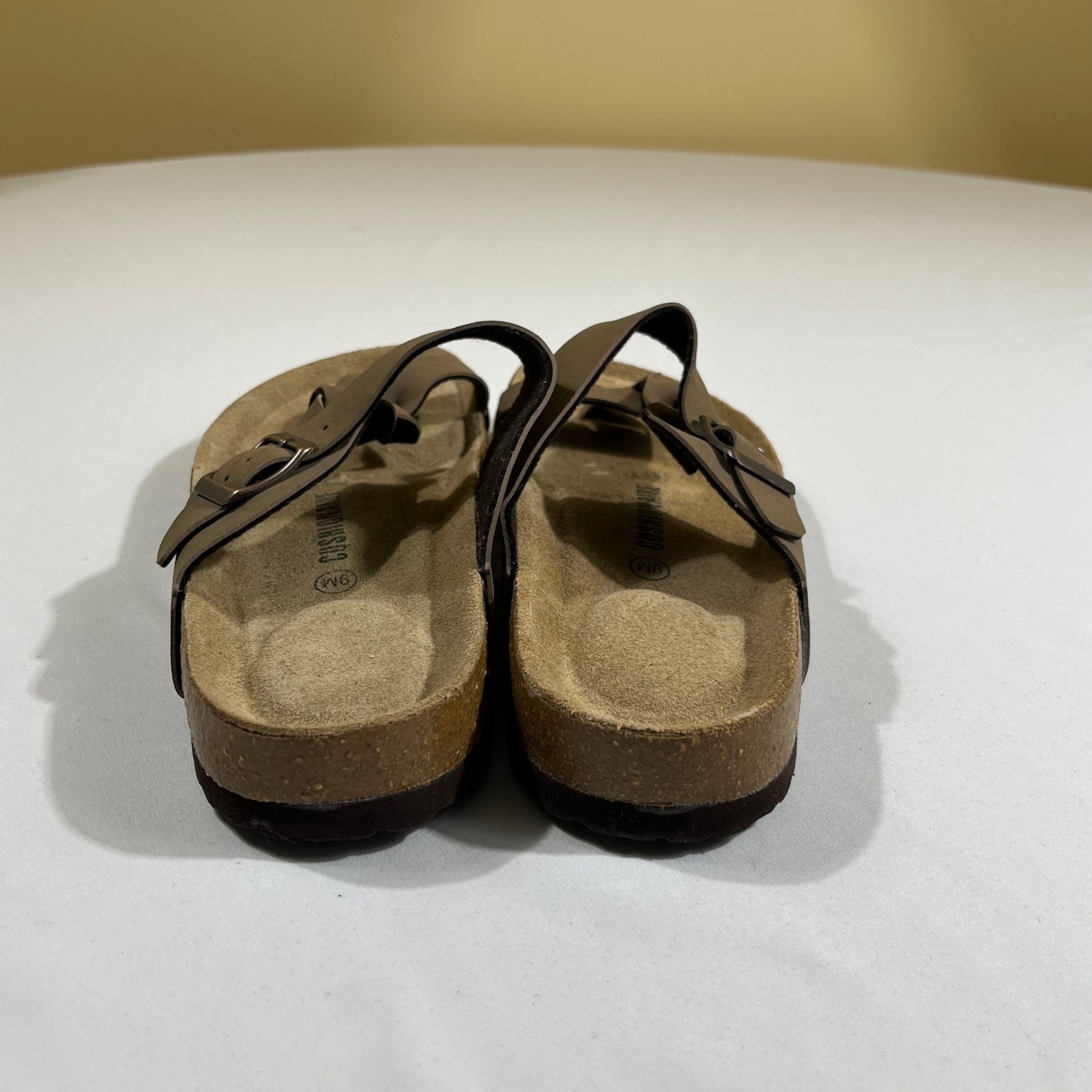 Cushionaire Libby Sandals Women 9M Brown Braided Cork Footbed Slide