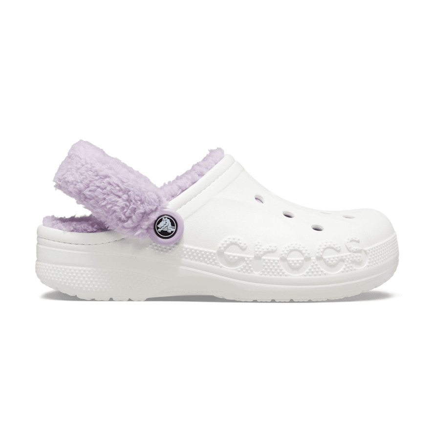 New CROCS Womens BAYA LINED FUZZ-STRAP CLOG 206633-577 WHITE UNISEX US W 6 – 9