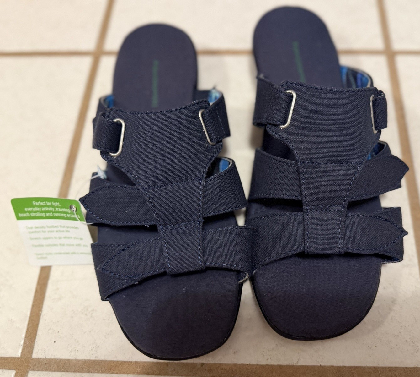 Grasshoppers Women’s Blue Strappy Buckle Sandals Rubber Upper Solid 8W