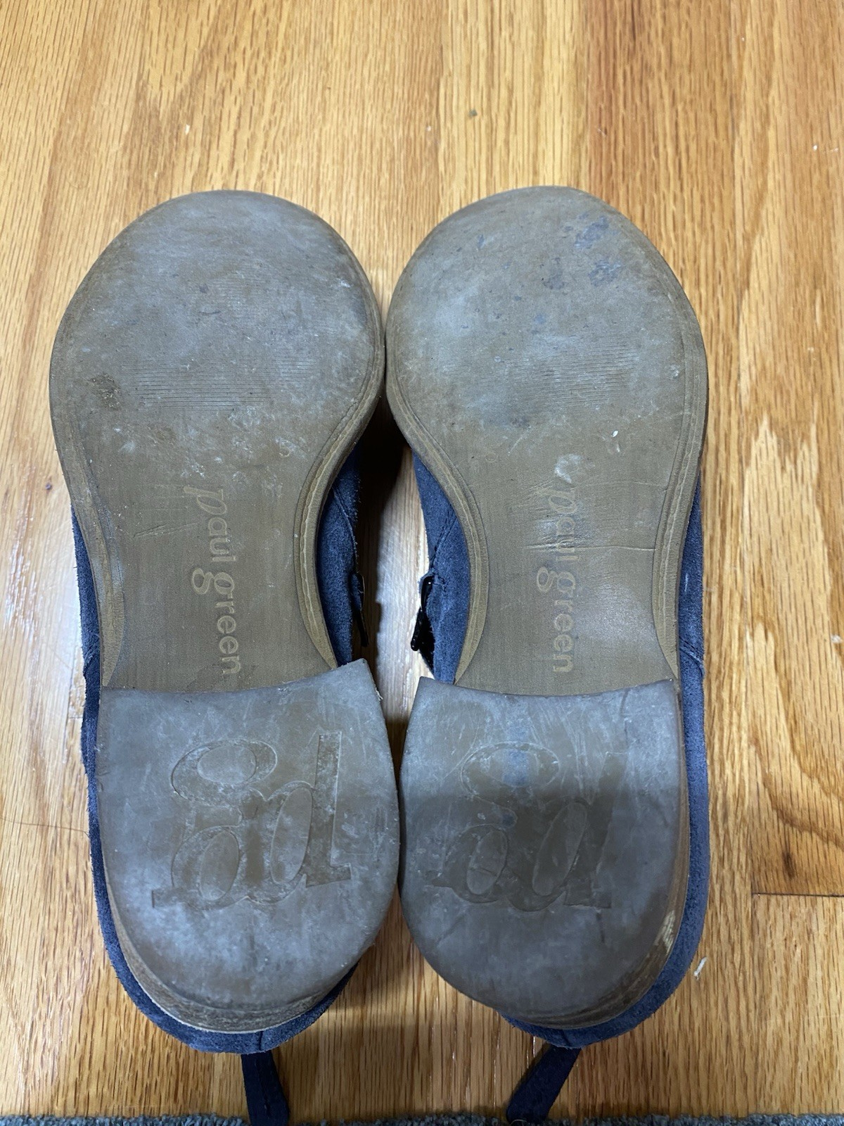 PAUL GREEN Navy Blue Suede Ankle Botties with Side Zipper Size US 8.5 NARROW