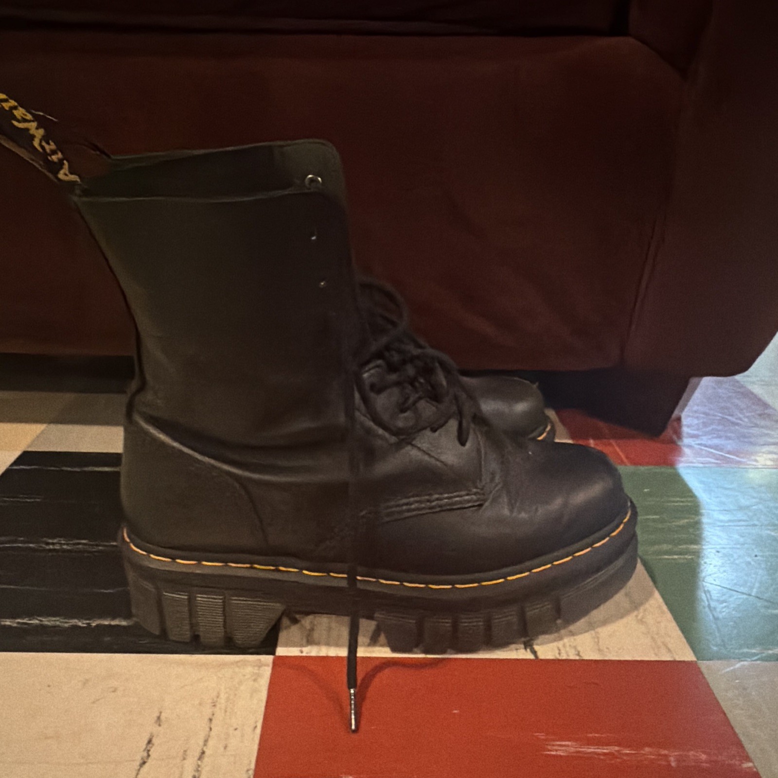Dr. Martens Audrick 8-Eye Black Leather Platform Combat Boots Women’s US 10