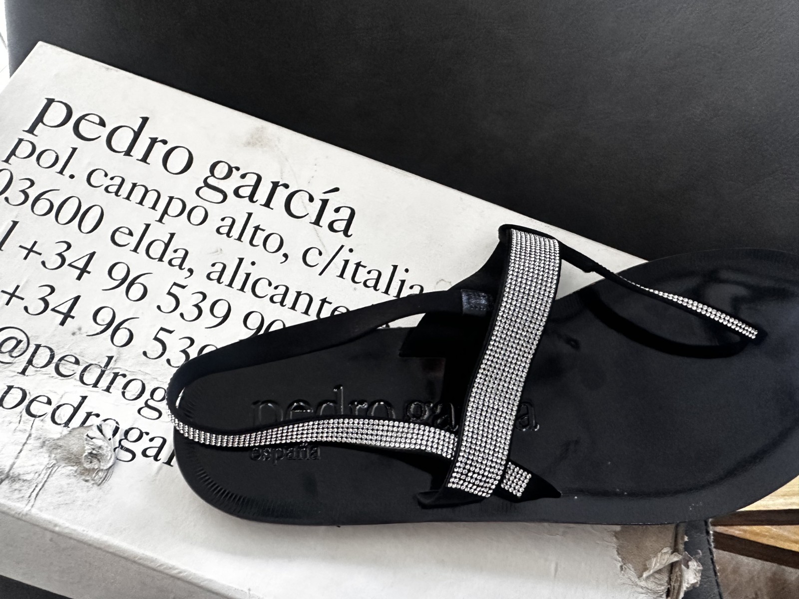 Pedro Garcia Espana Swarovski Studded Sandal Size 9.5 Black