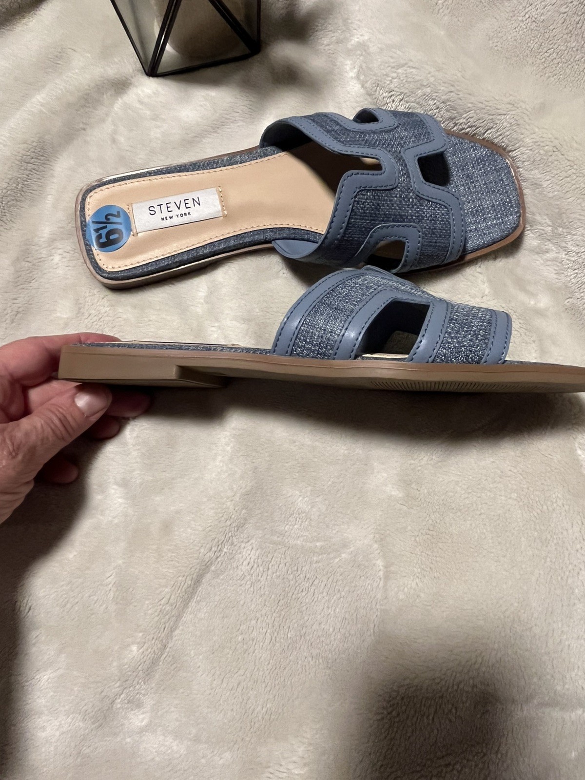 Steven New York Women’s Blue Denim Slide Sandals – Size 6 1/2 NWOT