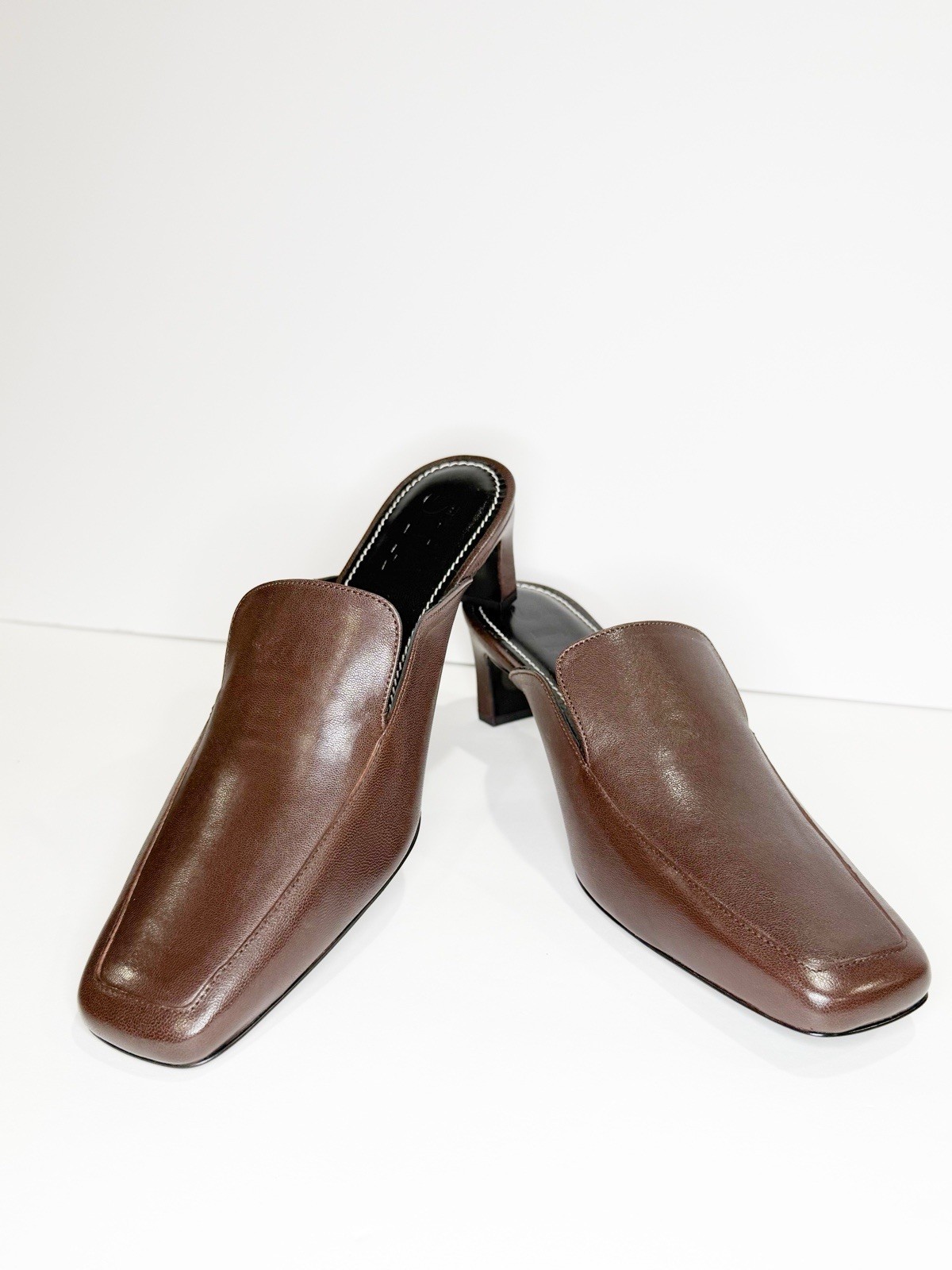 STAUD Lee Loafer Mule Espresso Lamb Leather Slip On Classic Designer Shoes 37.5
