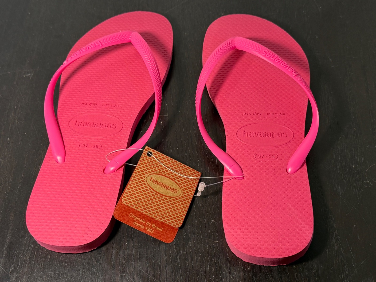 Havaianas Slim FC Flip Flops Rosa Flux Pink Womans US 7/8 EU 39/40