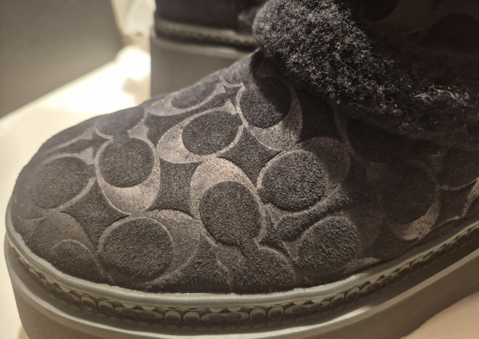 COACH CHRISTINA BOOTS SIGNATURE SHEARLING IN BLACK;SZ 9M;NIB;RET $165 SOLD OUT