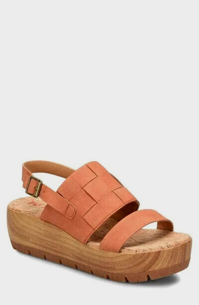 Korks Kork Ease Sz 9 Fraya Wedge Sandals Woven Platform Clog Shoes Orange NEW!