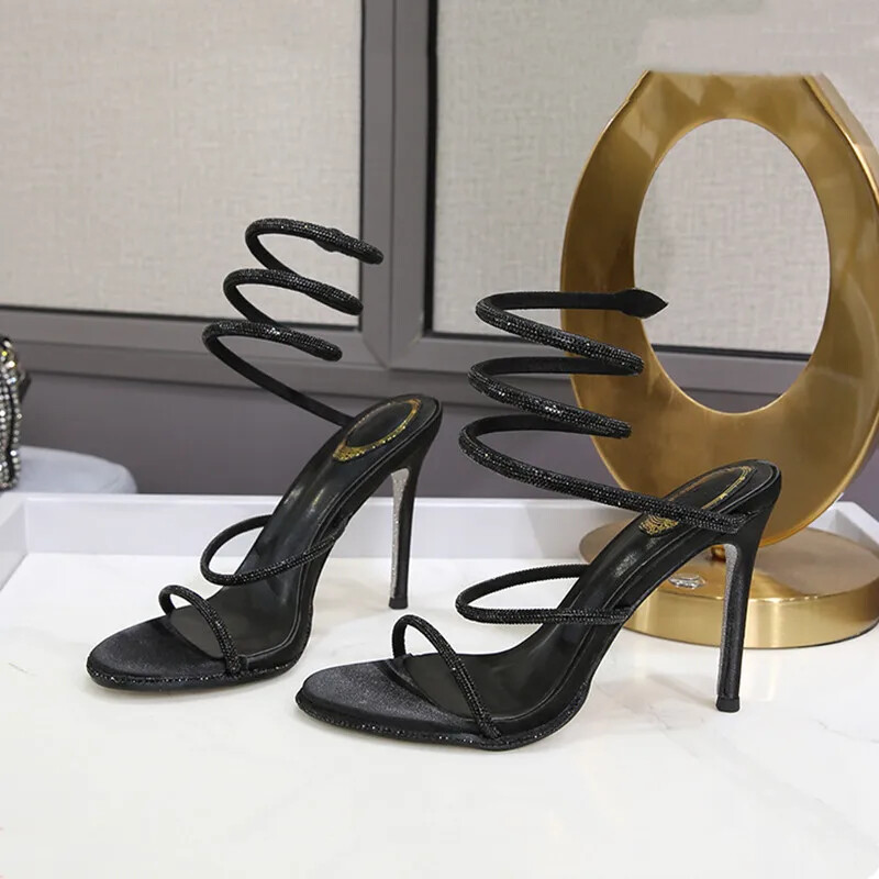 Women Rhinestones Stilettos Summer Luxury Sandals High Heels Wedding Shoes