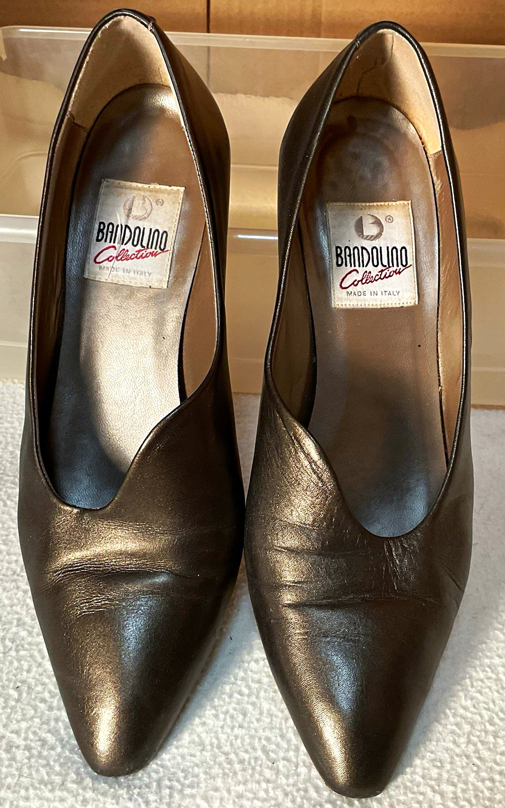 Bandolino Brown Leather Pointed Toe Slip On Pumps Womens 6.5 M Made in Italy