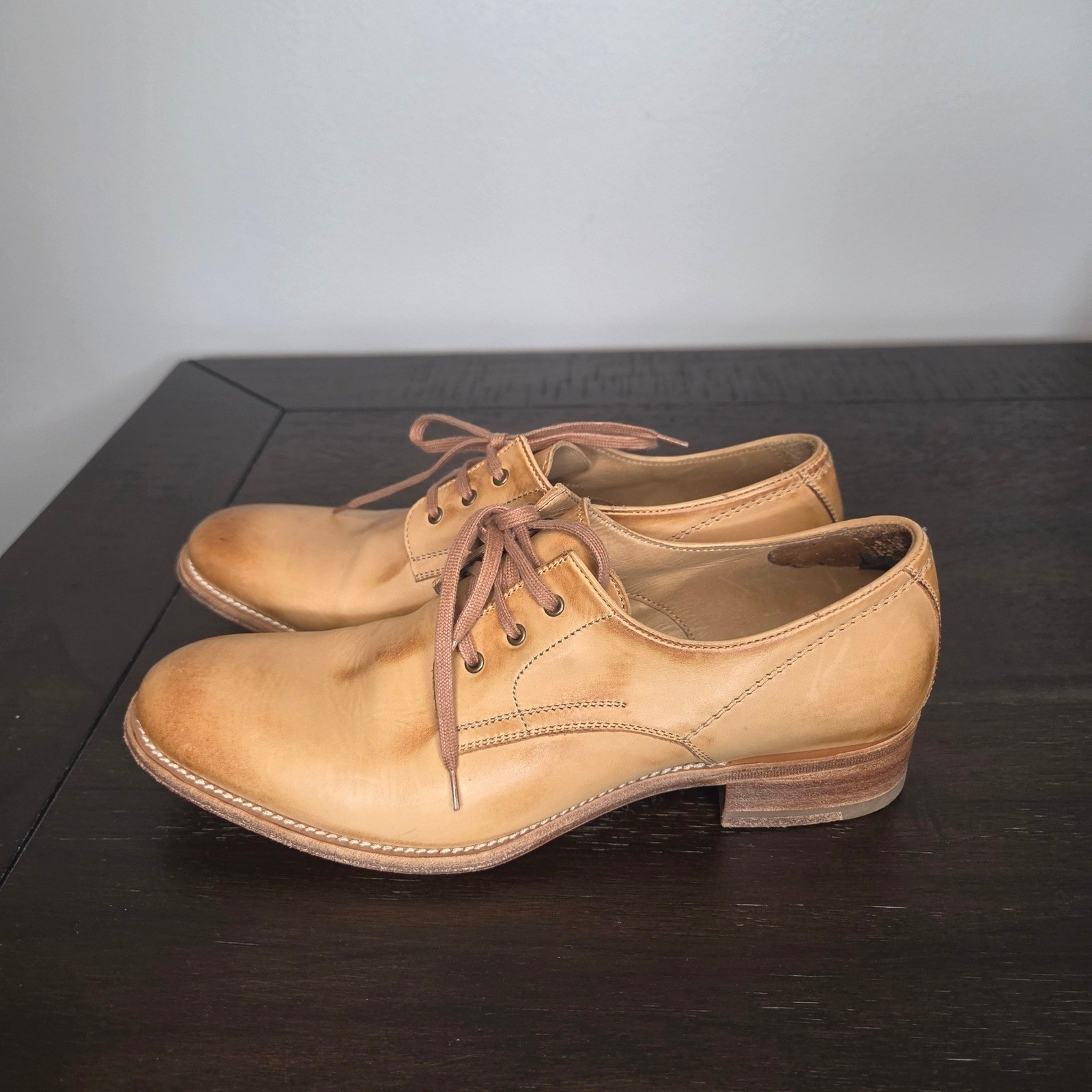 n.d.c. Made By Hand Leather Derby Shoes Womens EU 40 US 9.5 Tan Oxford Italy