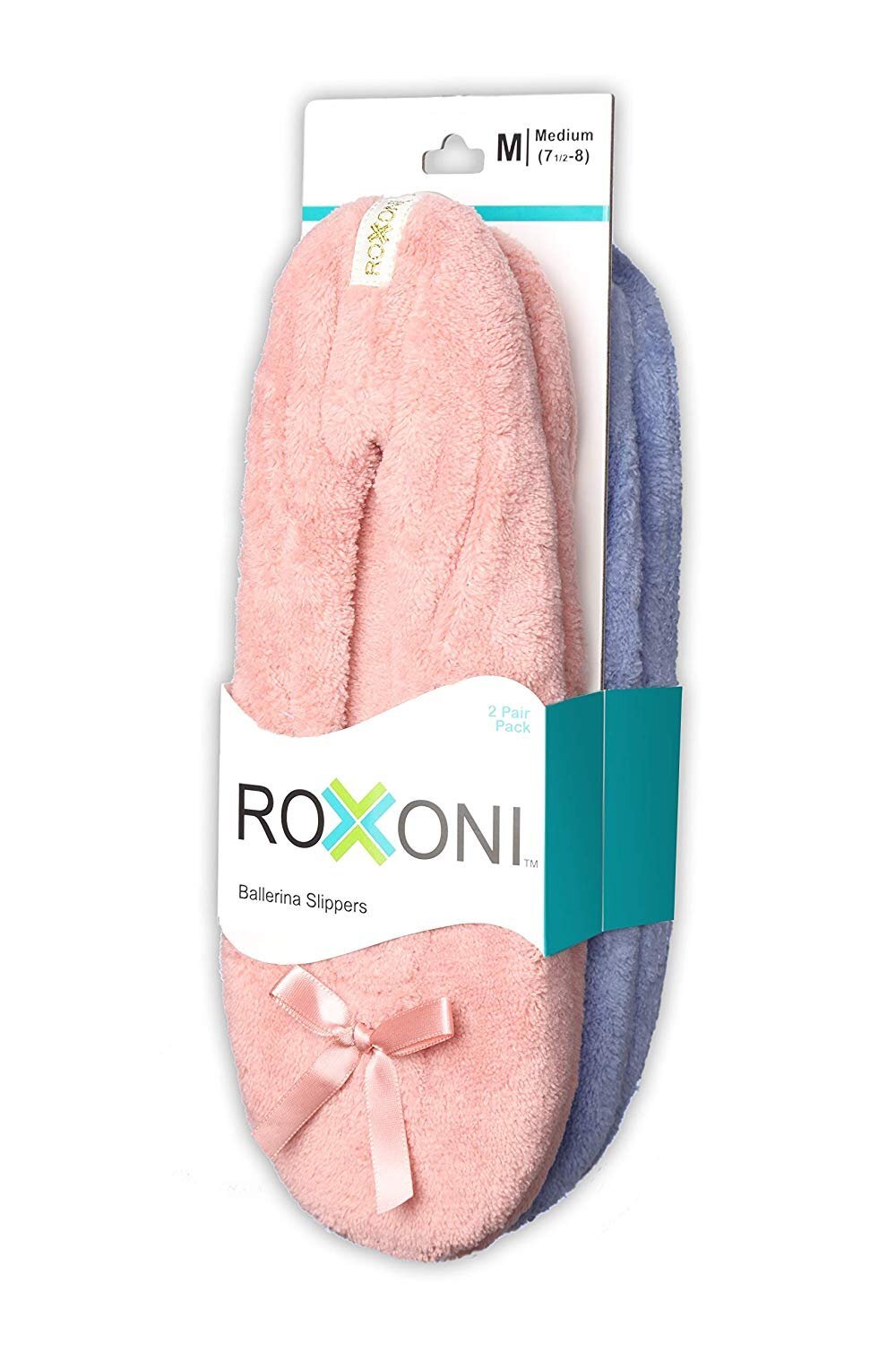 Roxoni Women’s Terry Classic Cotton Ballerina Slippers (Pack of 2)
