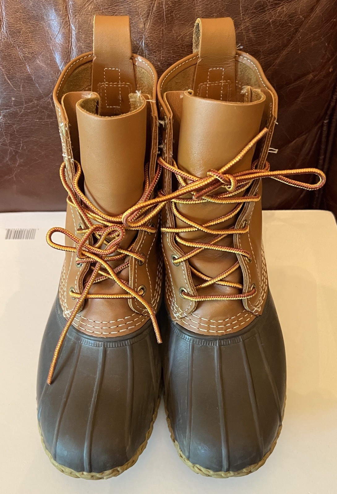 L.L. Bean Boots Womens 8 M Duck Bean Lace Up Classic Rain Work Leather Brown