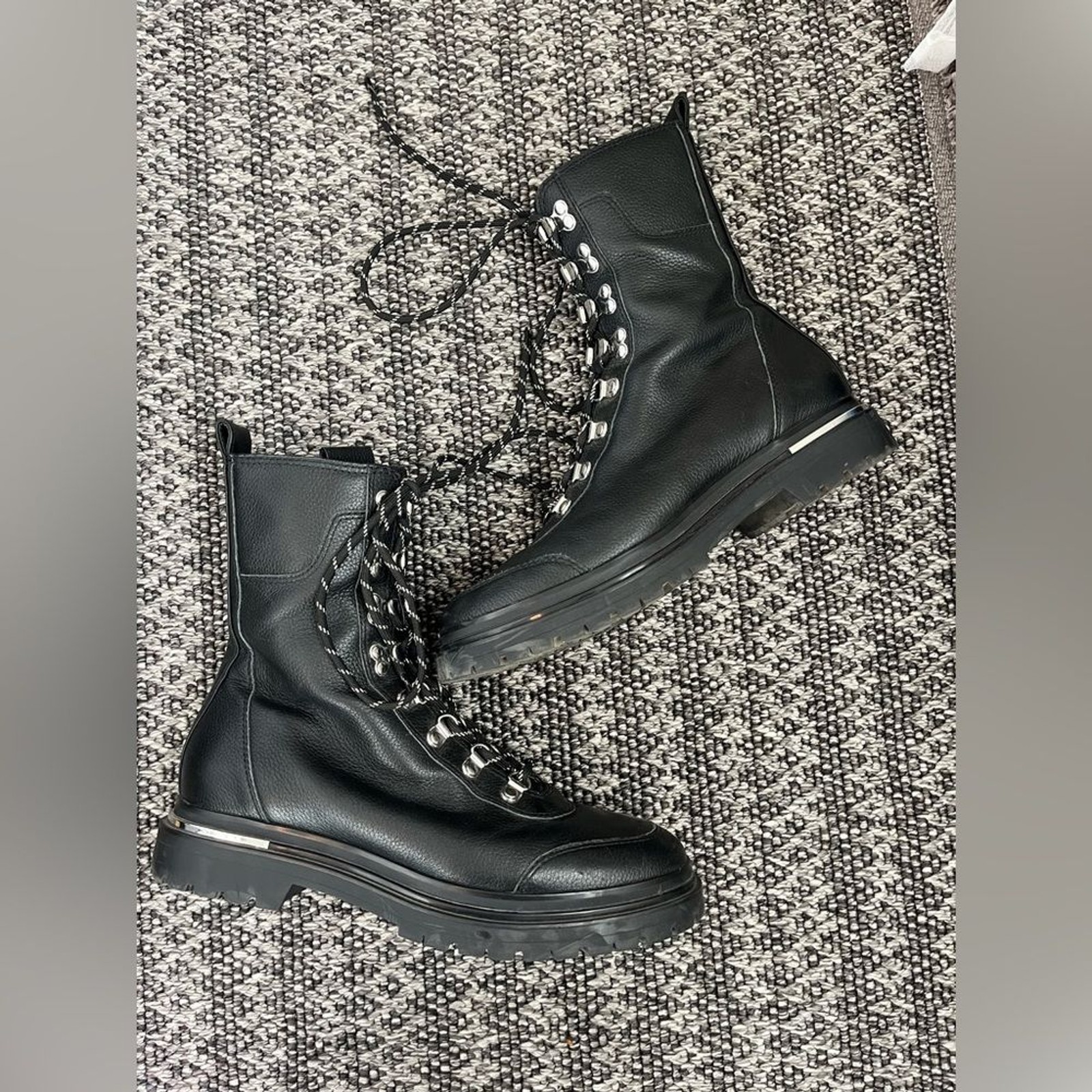 Via Spiga Women’s Black Leather Mid-Calf Tavvi Hiker Boots New Size 8.5M