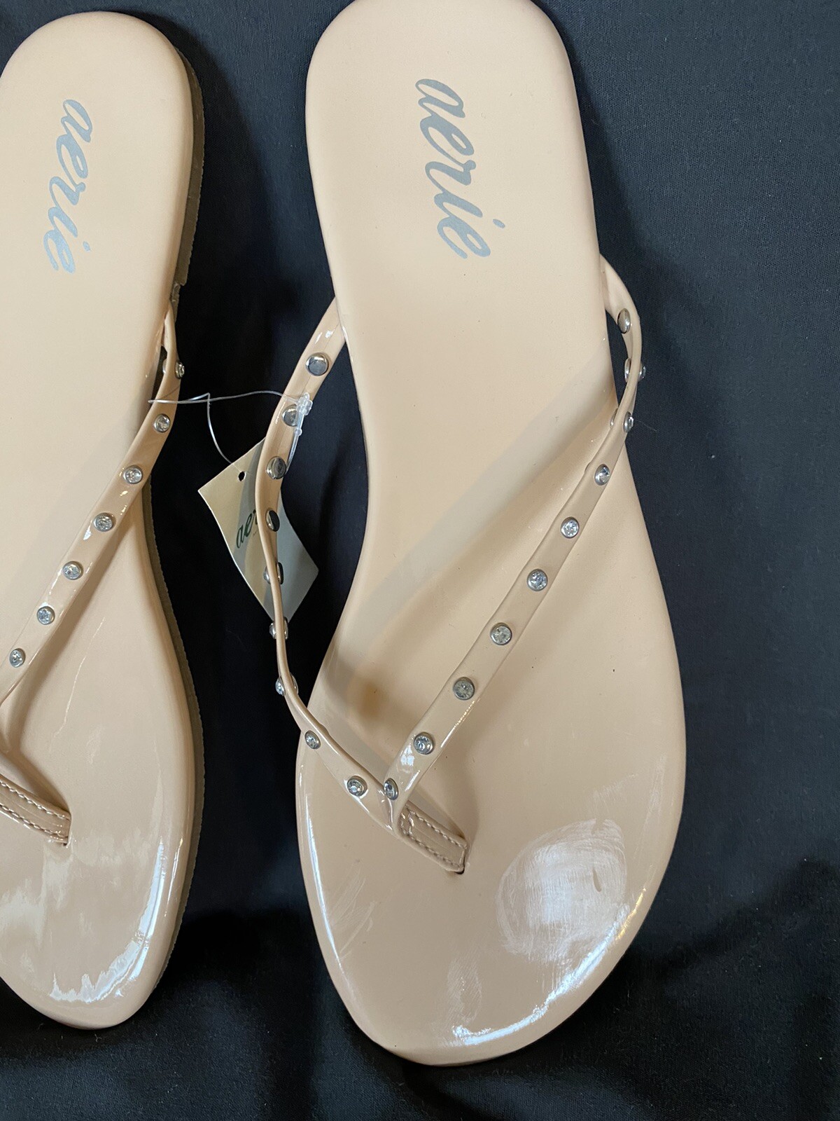 Aerie Bejeweled Taupe Sandals Sz10 NWT
