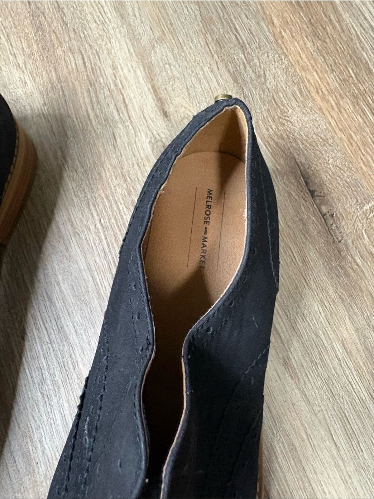 Melrose and Market Black Wingtip Vegan Slip-On Oxford Shoes Faux Suede Size 7