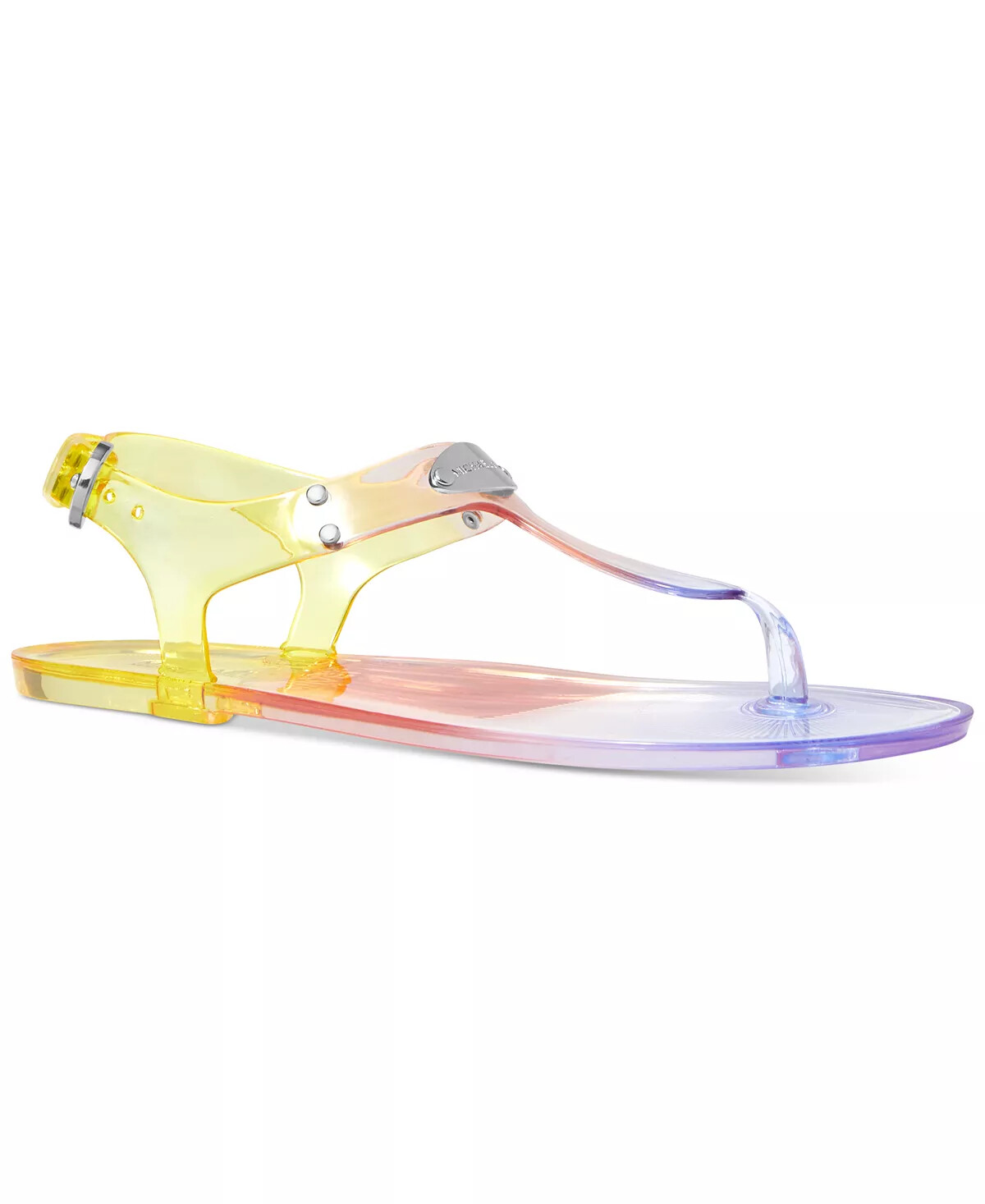 MICHAEL KORS MK PLATE ICONIC RAINBOW JELLY PVC LOGO THONG SANDALS 9 10 LOVE SHOE