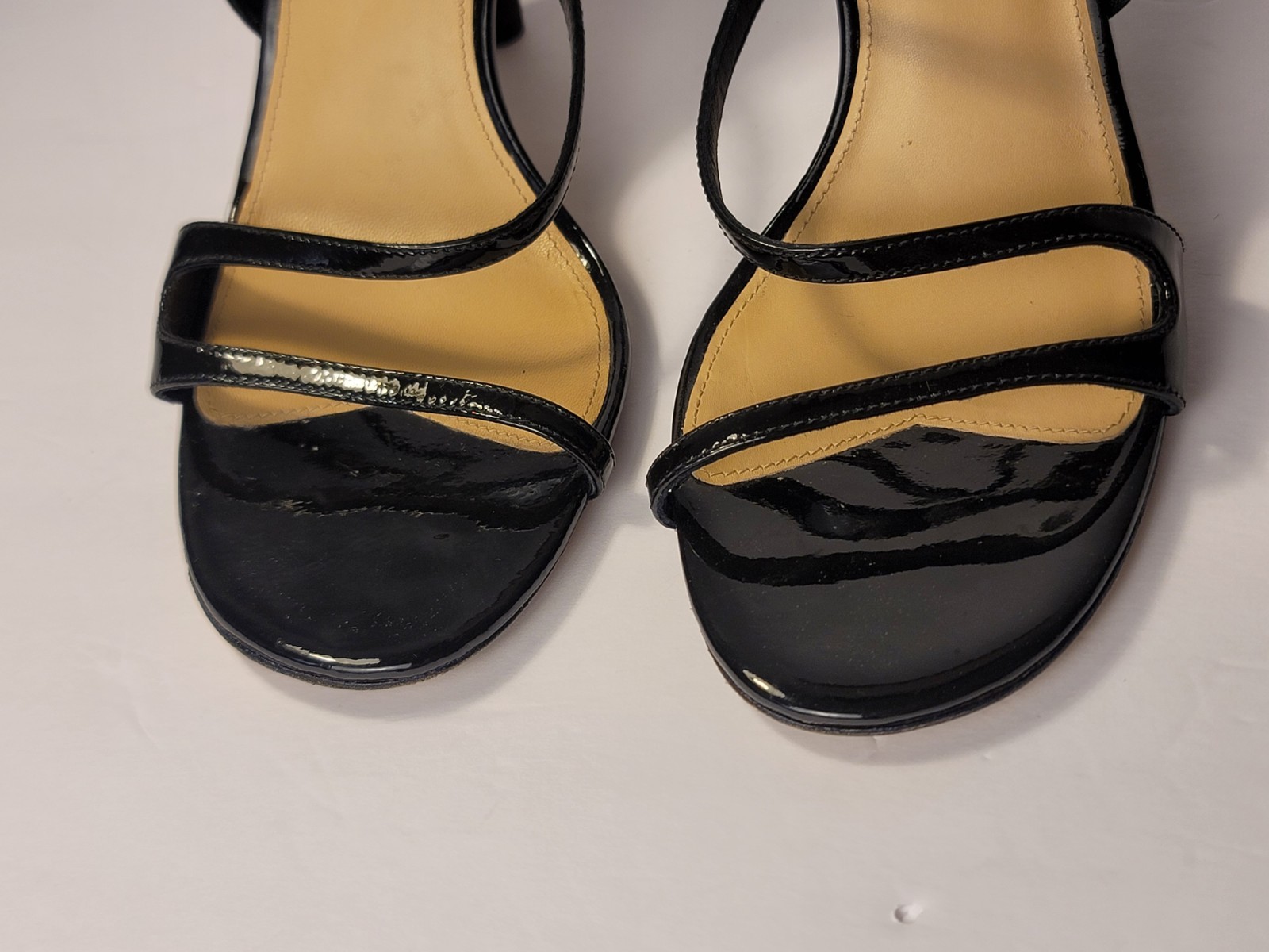 Via Spiga Black Patent Leather Strappy Slingback Sandals Heels Women’s Size 9M