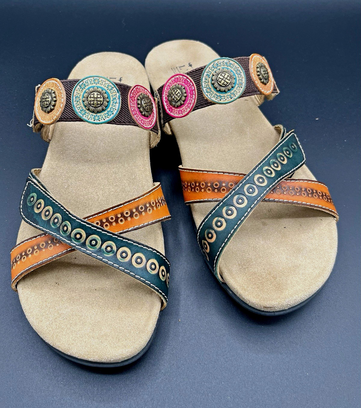 L’Artiste by Spring Step Glendora Multicolor Leather Sandals Size EU 37 US 7