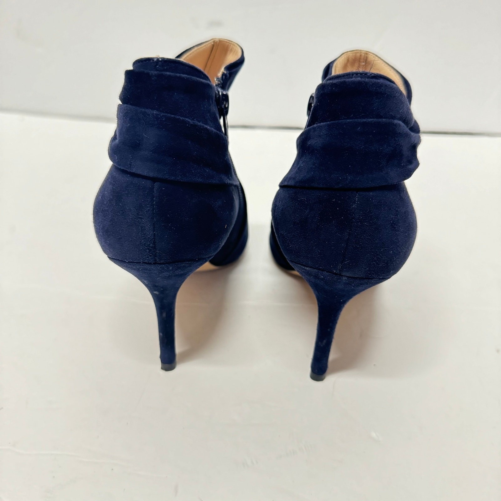 Oscar de la Renta Blue Suede Leather Heeled Ankle Booties Size 36.5/6 Italy
