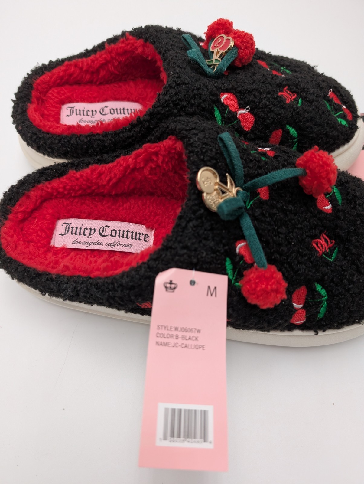 Juicy Couture Women’s JC-CALLIOPE Cherry Print Slip-On Slippers Size M 6.5 7