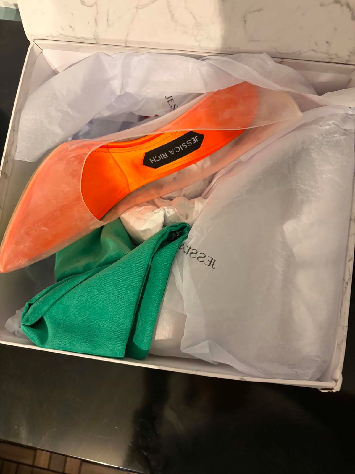 Jessica Rich So Fancy Orange & Clear PVC Stiletto heels – Size 39 (US 9) New