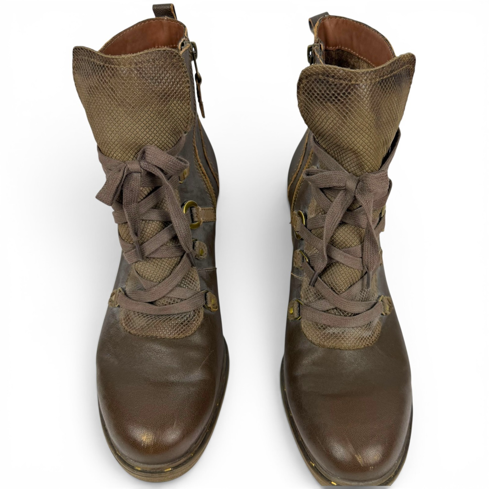 OTBT Oregon Jave Brown Leather Ankle Boot 3″ Block Heel Hiker Steamboat Boho 11M