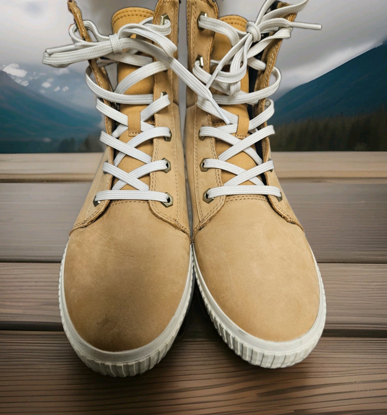 Timberland Skyla Bay 6 Inch Women’s Sneaker Boots Wheat Nubuck Tan A2C3S Sz 9.5