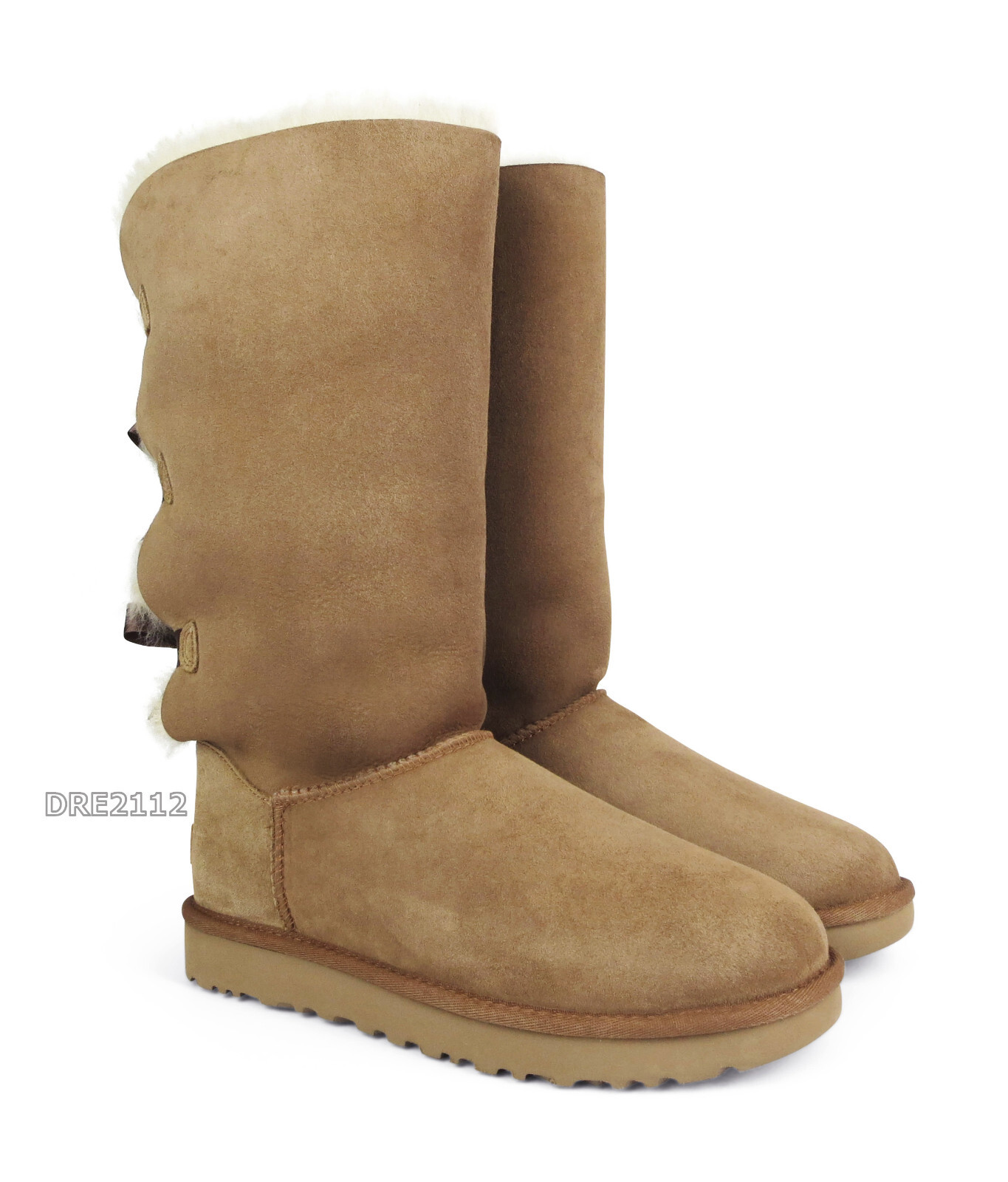 UGG Bailey Bow Tall II Triple Chestnut Suede Fur Boots Womens Size 7 *NIB*
