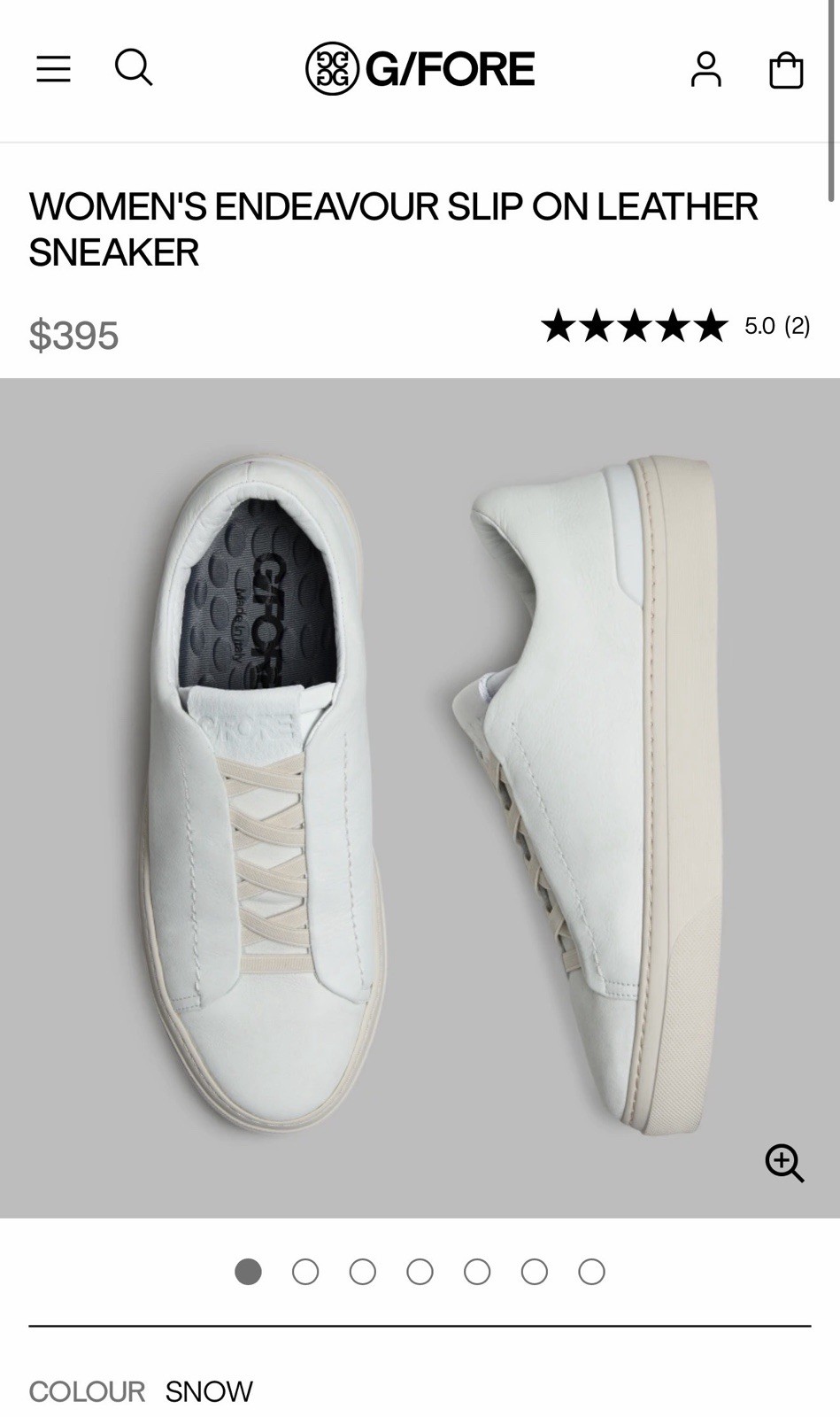 G/FORE White Leather Lace-Up Sneakers unisex US W8.5 M7 EU 40 Logo Accents