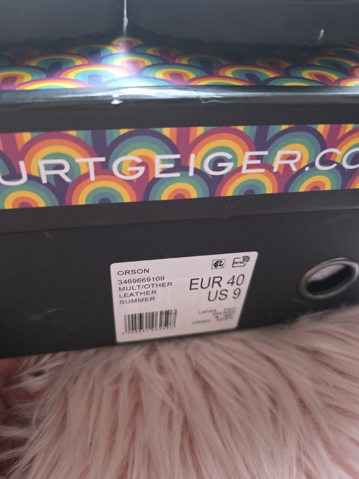 KURT GEIGER LONDON ORSON Metallic Multicolor Sandals US 9, Worn Once With Box!