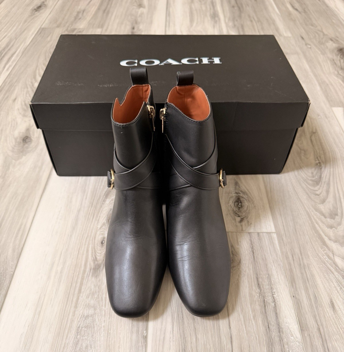 Coach Nadia Black Leather Ankle Bootie Zip Pointed Toe Women’s US 7.5B G5304