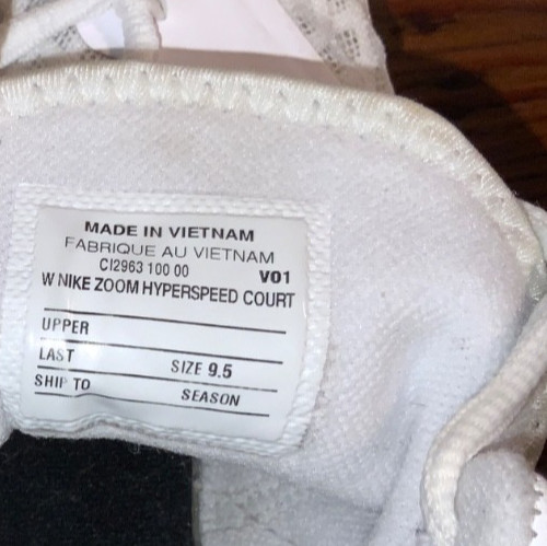 Nike Zoom Hyperspeed Court Volleyball Shoes, Women’s US Size 9.5 White Black
