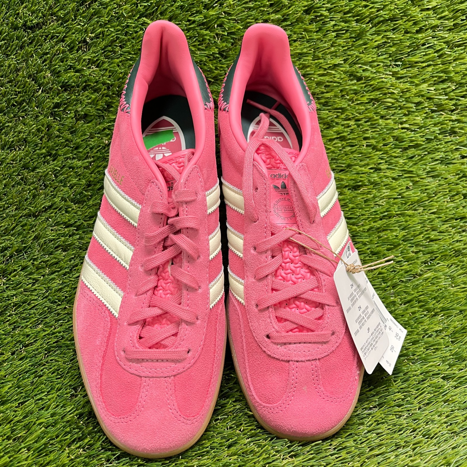 Adidas Gazelle Indoor Womens Size 8 Pink White Athletic Walking Shoes Sneakers