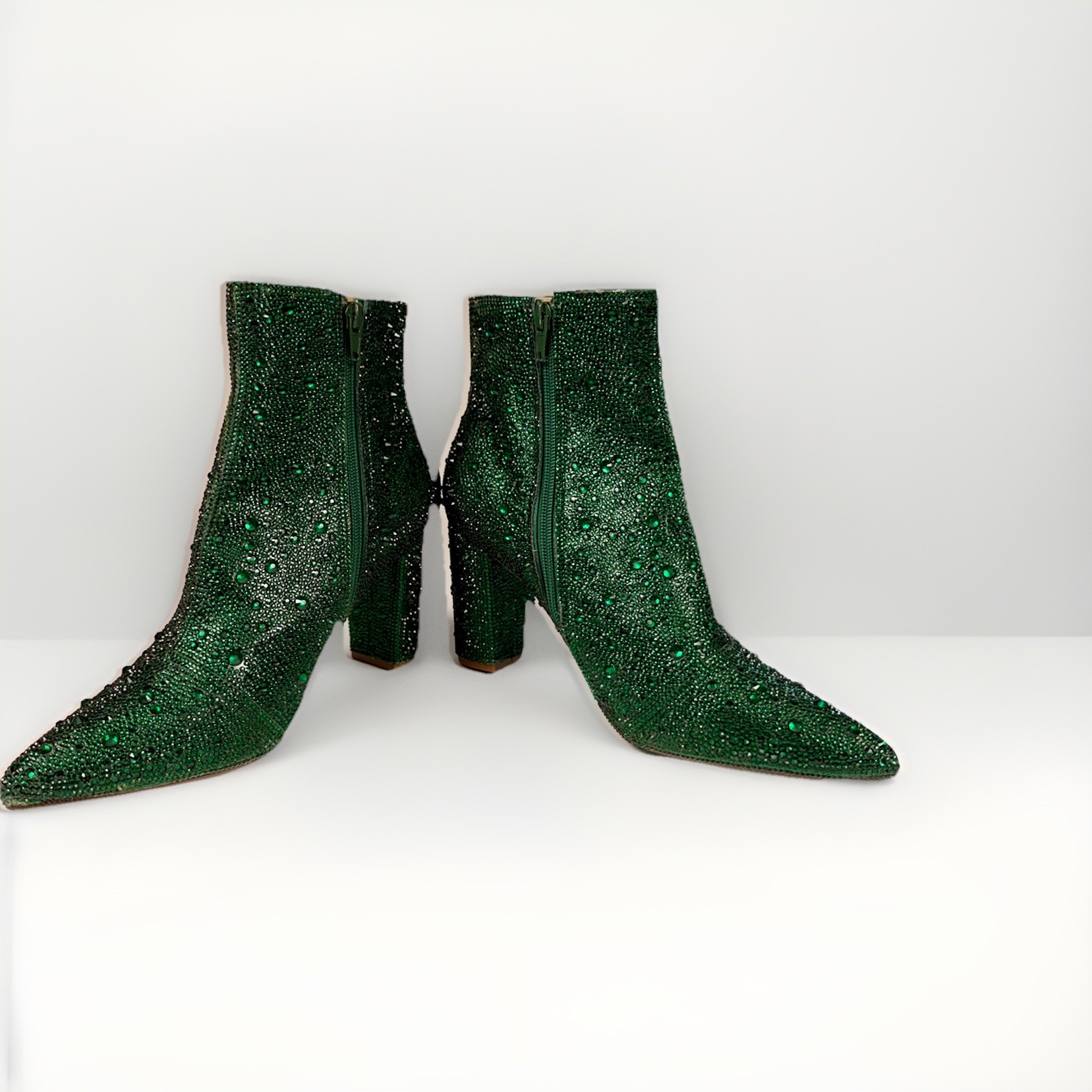Betsey Johnson Emerald Green Cady Rhinestone Boots Women’s US 8.5 No Box