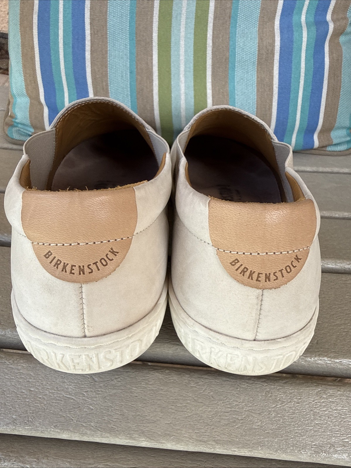 EUC Birkenstock Barrie Tan San Nubuk Leather slip on Loafer Sneaker EU 39 R US 8