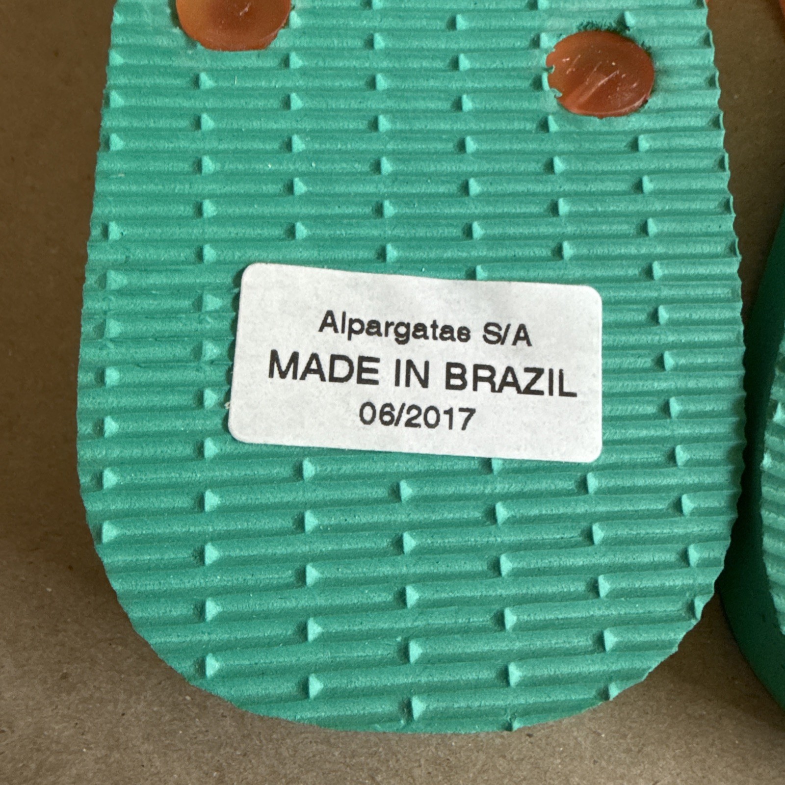 Havaianas Slim Green Pool Party Design with Orange Gel Straps 41/42 – New