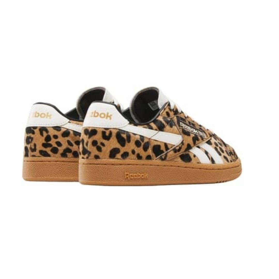 90$ Reebok Club C Grounds UK Features Leopard Print Sneakers Size 6 US / 36 EU