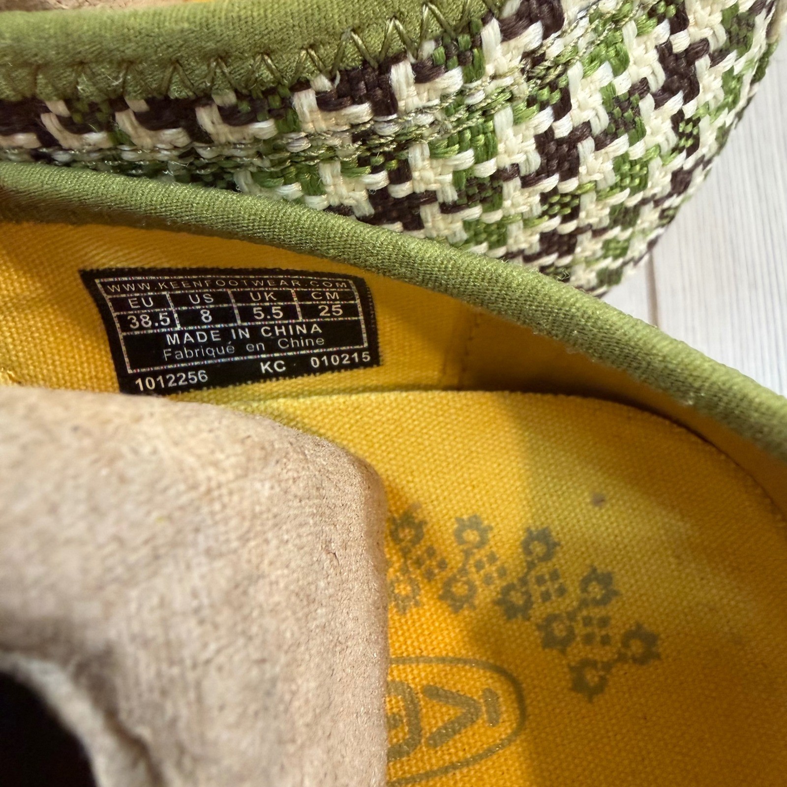 Keen Sienna MJ Canvas Loden Print Houndstooth Green Mary Jane Flats Womens 8 NEW