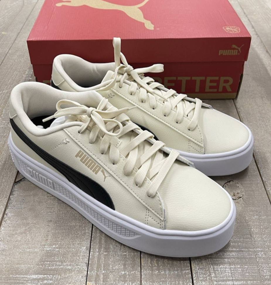NIB PUMA Women Smash V3 Platform Sneaker In Alpine Snow Size: 11