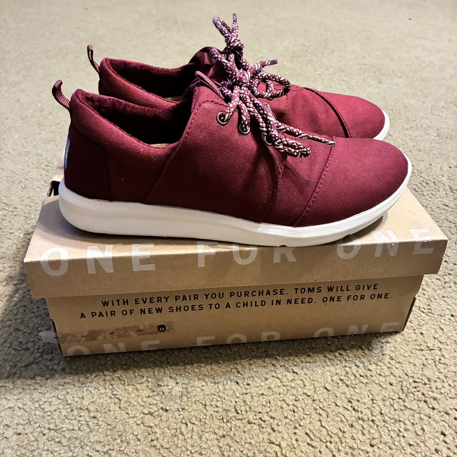 TOMS Del Rey Lace Up Women’s Size 7 Sneakers Casual Walking Tennis Shoes
